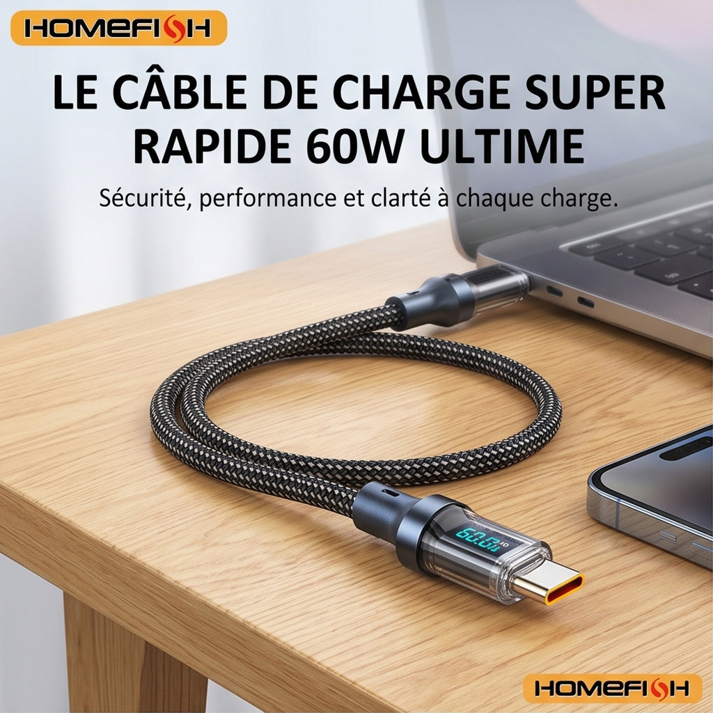 Câble USB-C 60W CHARGE RAPIDE